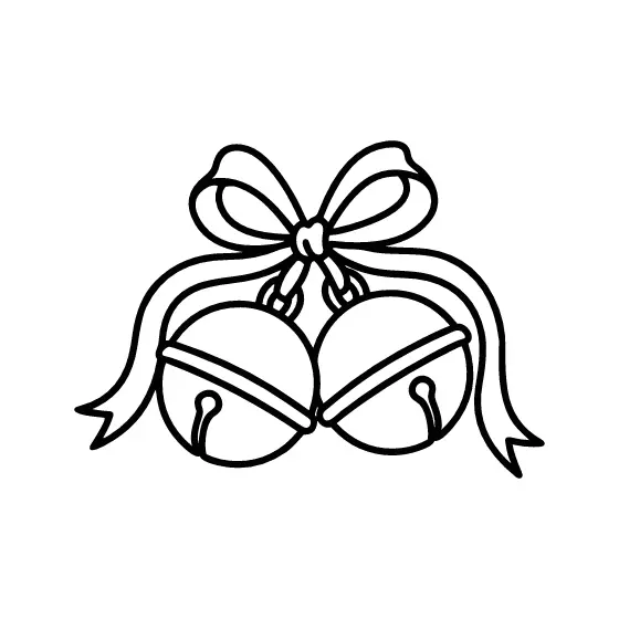 Jingle Bells With Ribbon Bow Outline