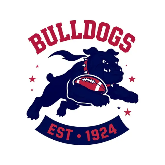 Leaping Navy Bulldog With Football
