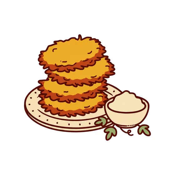 Four Latkes Stacked With Herbs