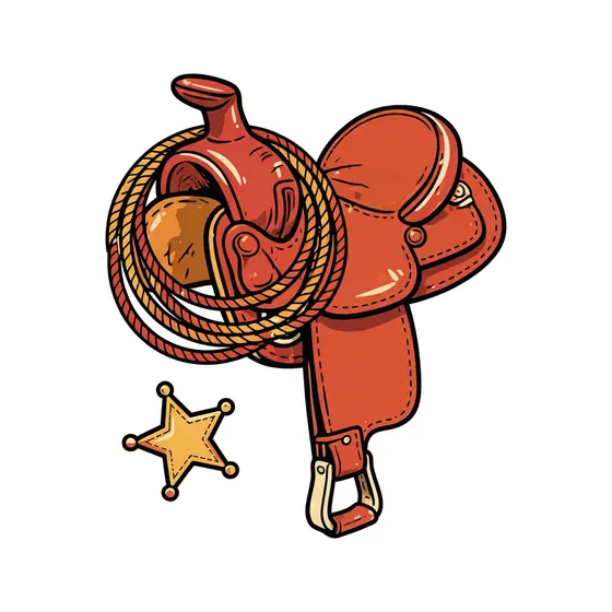 Red Saddle with Lasso and Star