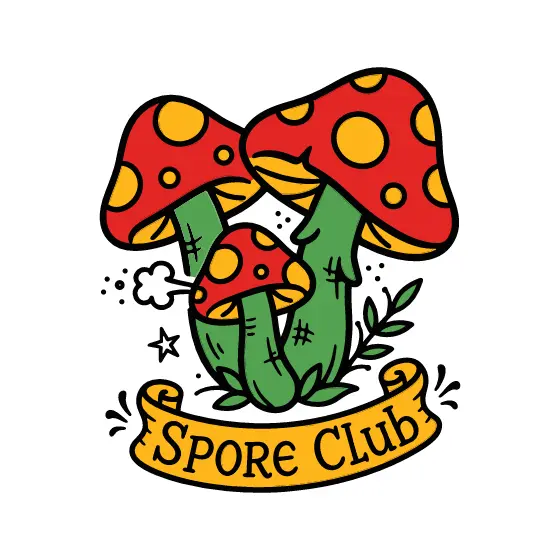 Mushroom Trio With Sparkle And Leaves