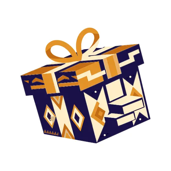Tilted Navy Gift Box With Ribbon