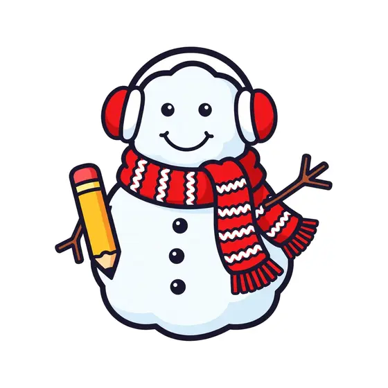 Snowman With Earmuffs and Pencil