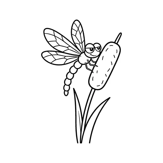 Sly Dragonfly on Cattail Reed