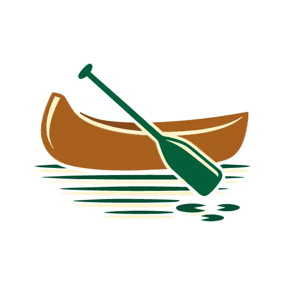 Canoe and Paddle on Water