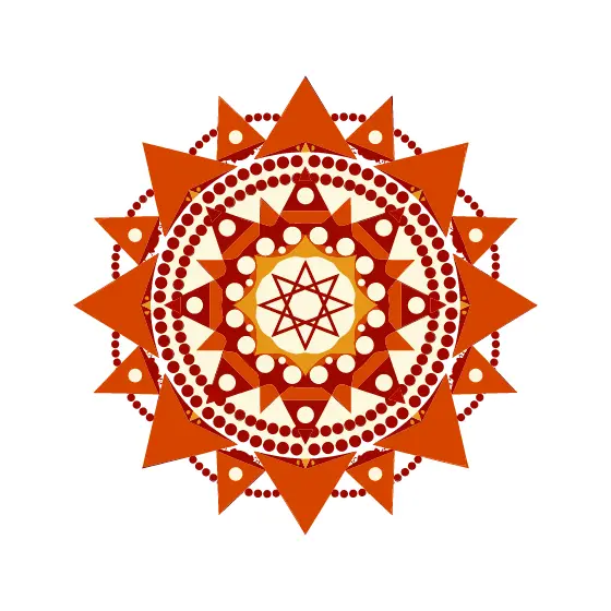 Radiant Orange Mandala With Triangles