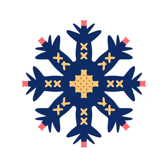 Navy Snowflake With Gold Cross Stitches
