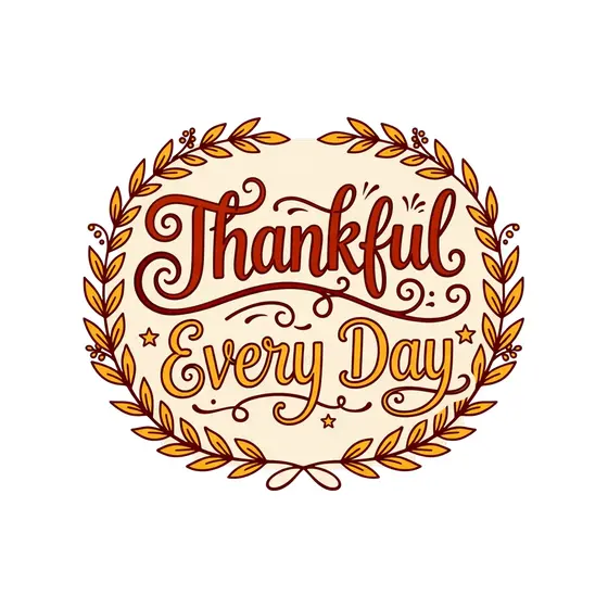 Script Thankful Golden Laurel Wreath