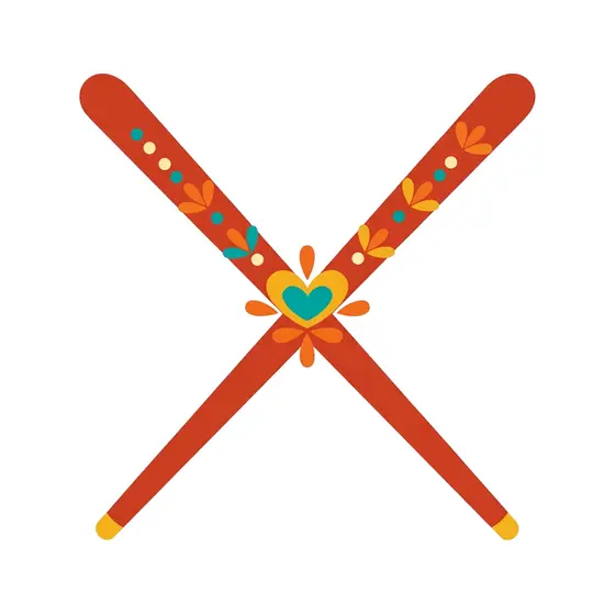 Red Chopsticks With Teal Heart Center