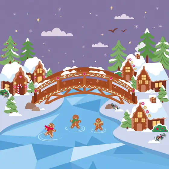 Gingerbread Bridge Over Frozen Sugar River