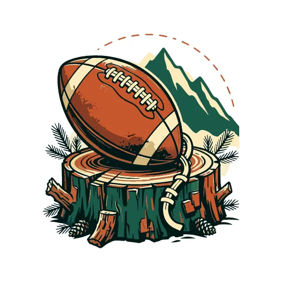 Football On Stump With Mountains