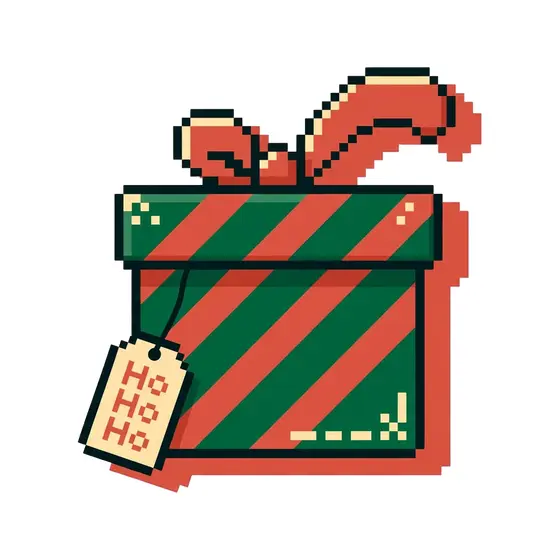 Pixel Red Gift Box With Tilted Tag
