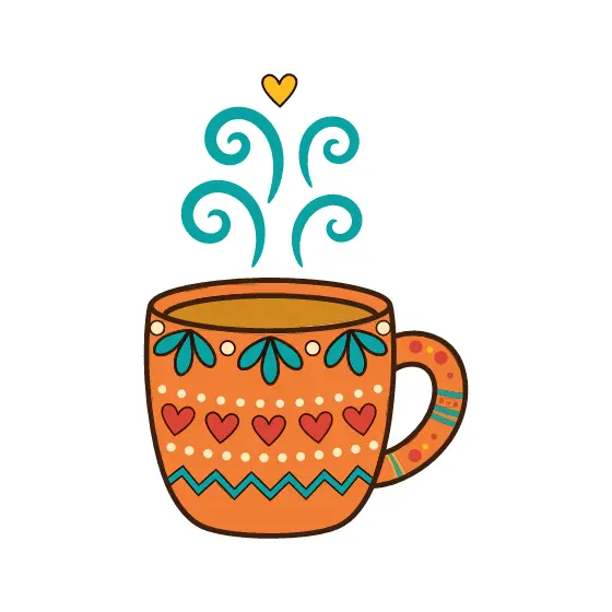 Orange Cocoa Mug With Heart Band