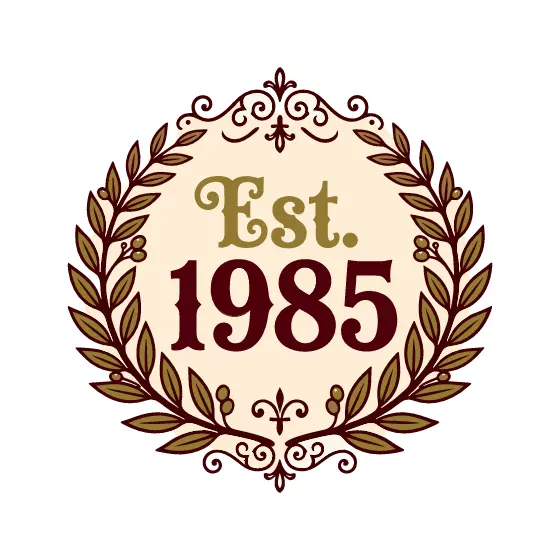 Vintage Est. 1985 Olive Laurel Badge