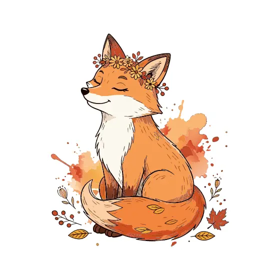 Fox With Flower Crown Eyes Closed