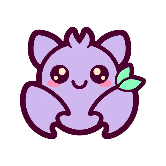 Kawaii Bat With Mint Leaves