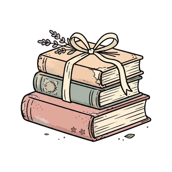 Stacked Old Books With Cream Ribbon