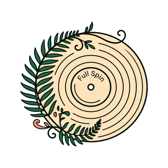 Record With Trailing Fern and Coral Curl