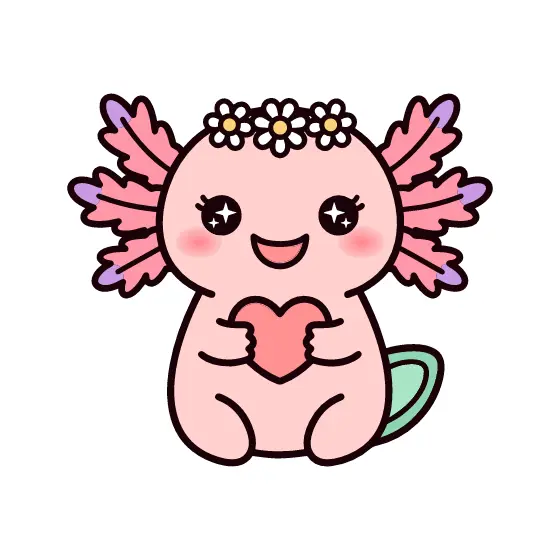 Kawaii Axolotl With Flower Crown