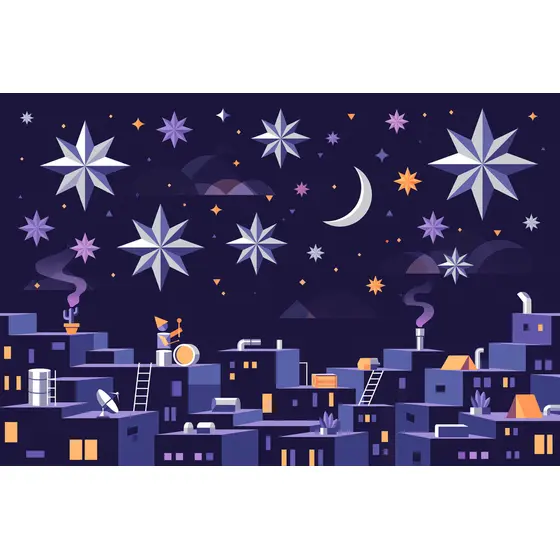Night Rooftops With Drummer and Stars
