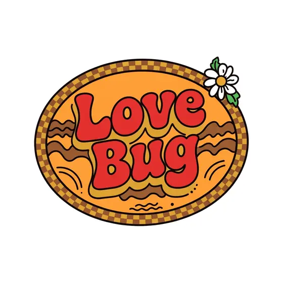 Red Love Bug Oval Sticker