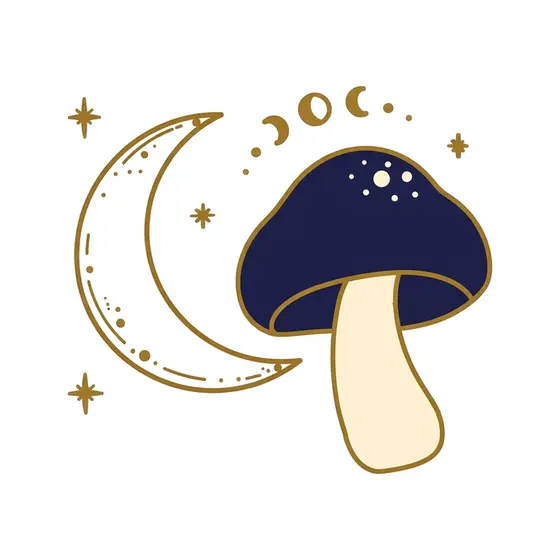 Navy Mushroom With Crescent and Stars