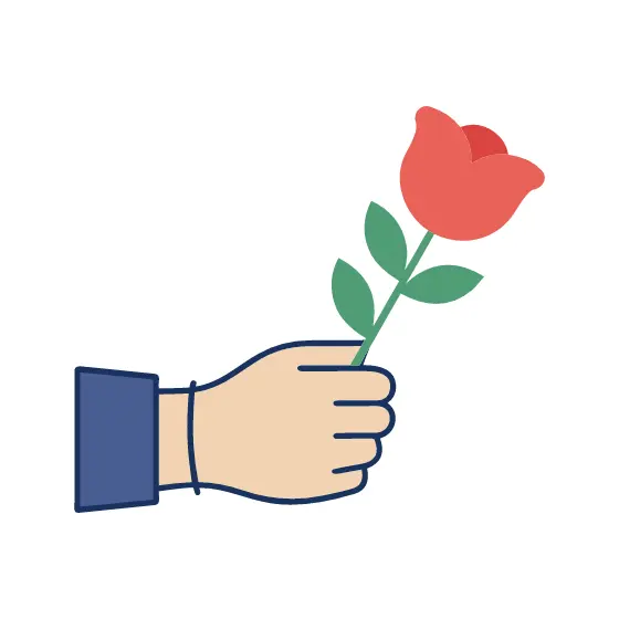 Forward Hand Presenting Red Rose