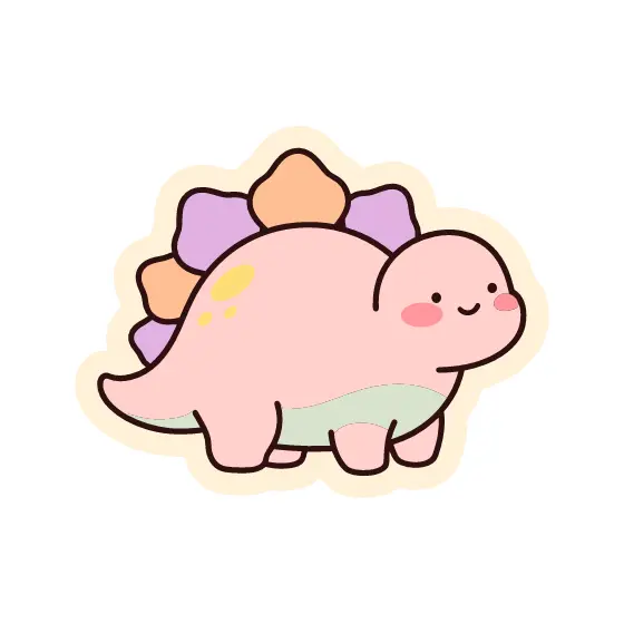 Pink Stegosaurus Sticker With Lilac Plates