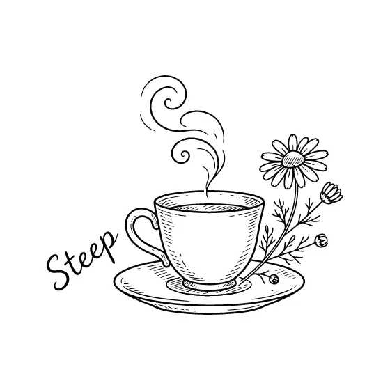 Teacup With Chamomile And Steep Script