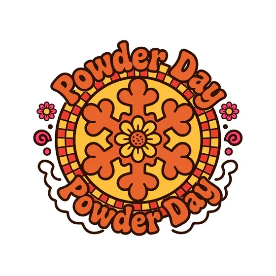 Powder Day Snowflake Badge Orange