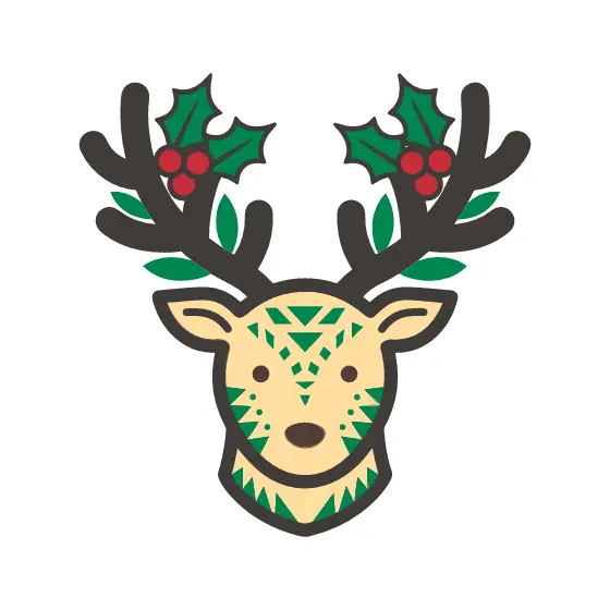 Geometric Reindeer Head With Holly