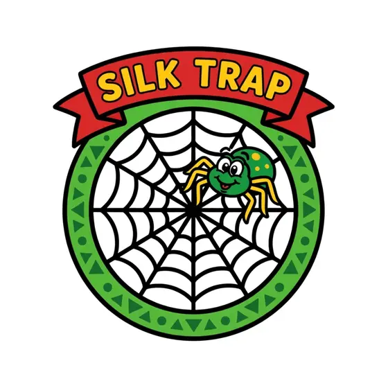 Green-Bodied Spider Web Badge Red Banner