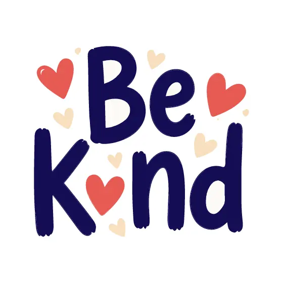Be Kind Text With Scattered Hearts