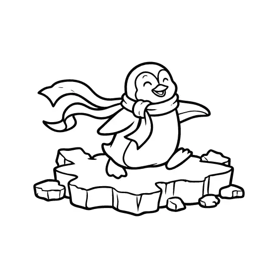 Wobbling Penguin with Flying Scarf