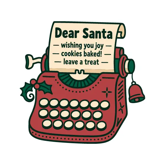 Red Typewriter With Cookie Treat Note