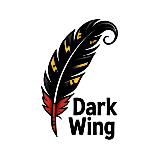 Black Feather With Dark Wing Lettering