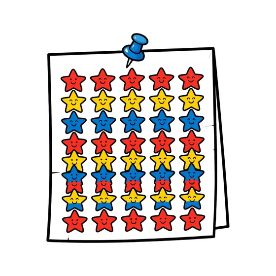 Pinned Paper With Rows of Smiling Stars