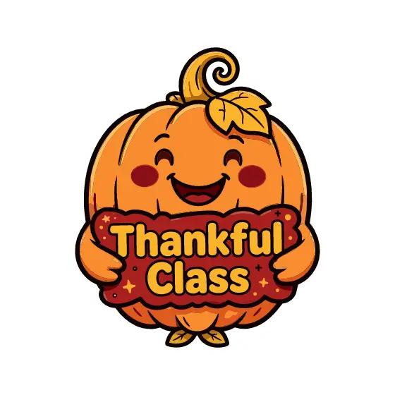 Pumpkin With Red Banner Thankful Class