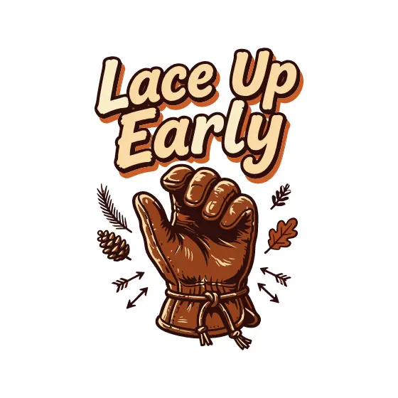 Lace Up Early Brown Glove Raised