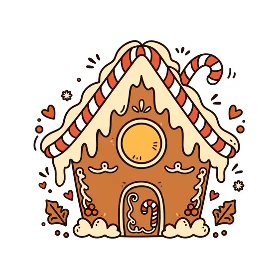 Snowy Gingerbread House With Round Window