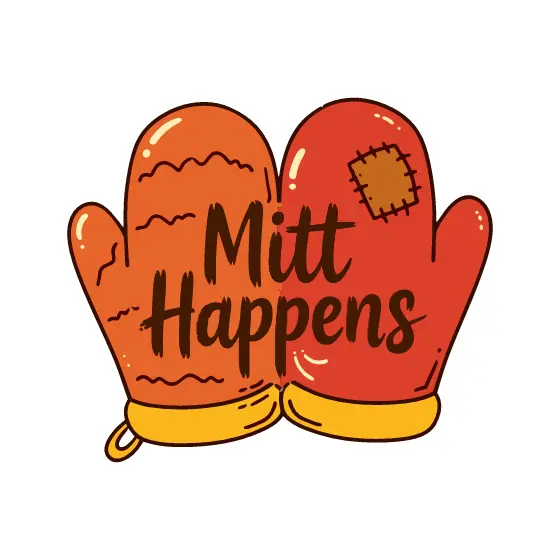 Brown Lettering Oven Mitts Pair