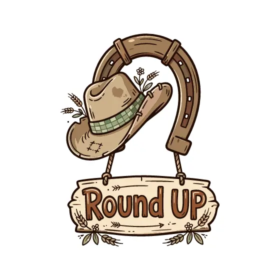 Tilted Hat Round Up Wreath Sign