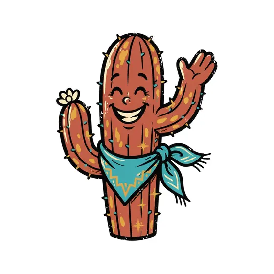 Waving Cactus With Closed Eyes