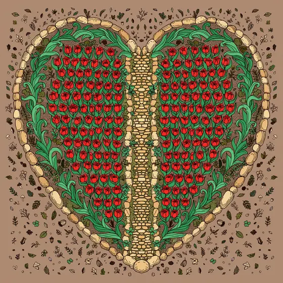 Heart-Shaped Tulip Garden Bed Pattern
