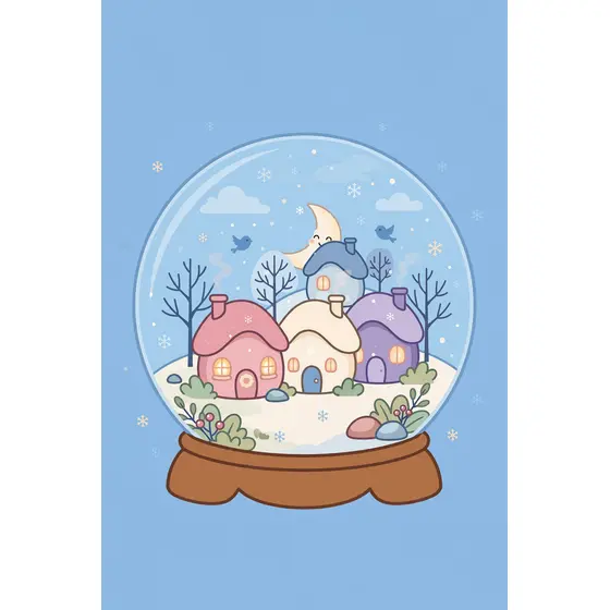 Kawaii Snow Globe With Pastel Village