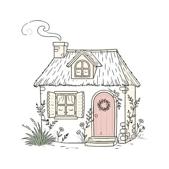 Thatched Roof Cottage With Round Door