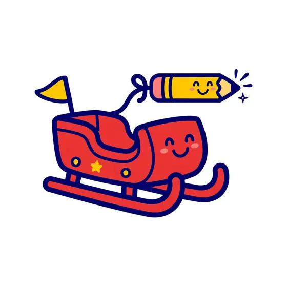 Smiling Red Sled With Pencil