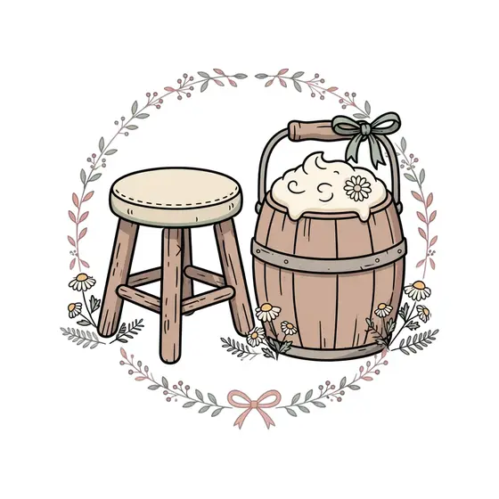 Milk Pail With Daisies in Wreath