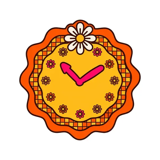 Groovy Daisy Clock Sticker in Mustard