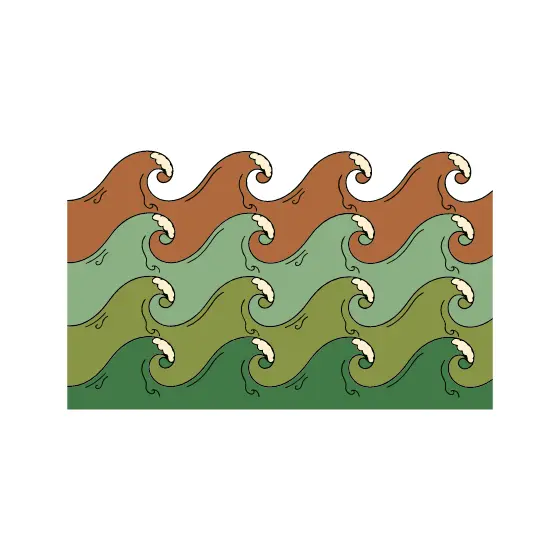 Brown and Green Staggered Waves